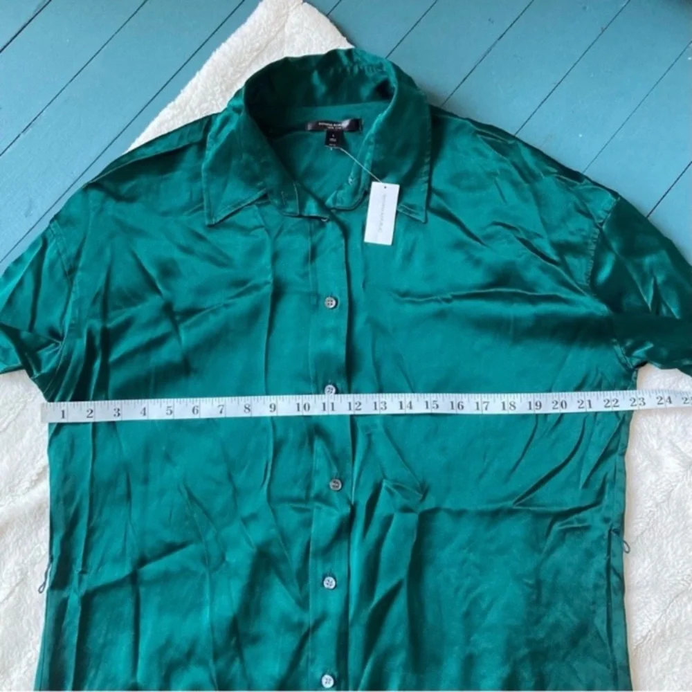 ❌SOLD❌ Banana Republic NEW Muse Silk Maxi Shirtdress in Emerald Green size L - Picture 15 of 17